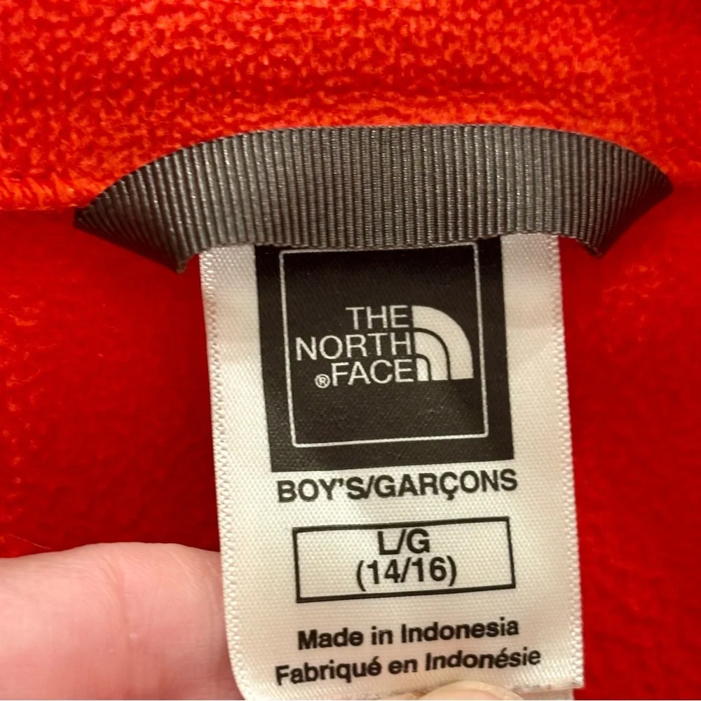 The North Face Boy’s Red and Gray 1/4 Zip Fleece